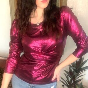 New York & Company Shimmering Magenta Blouse
